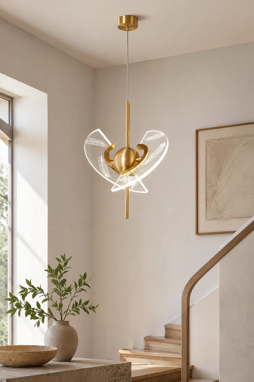 Brass Feather Pendant Lamp - Lumpaz