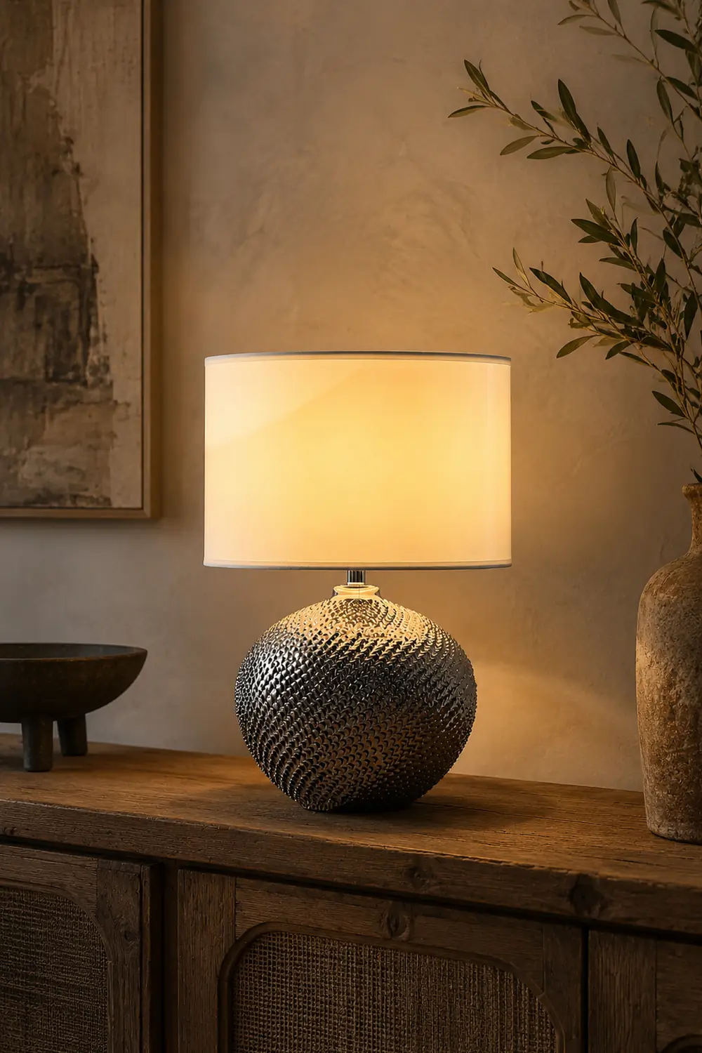 Mabel Textured Ceramic Table Lamp - Lumpaz
