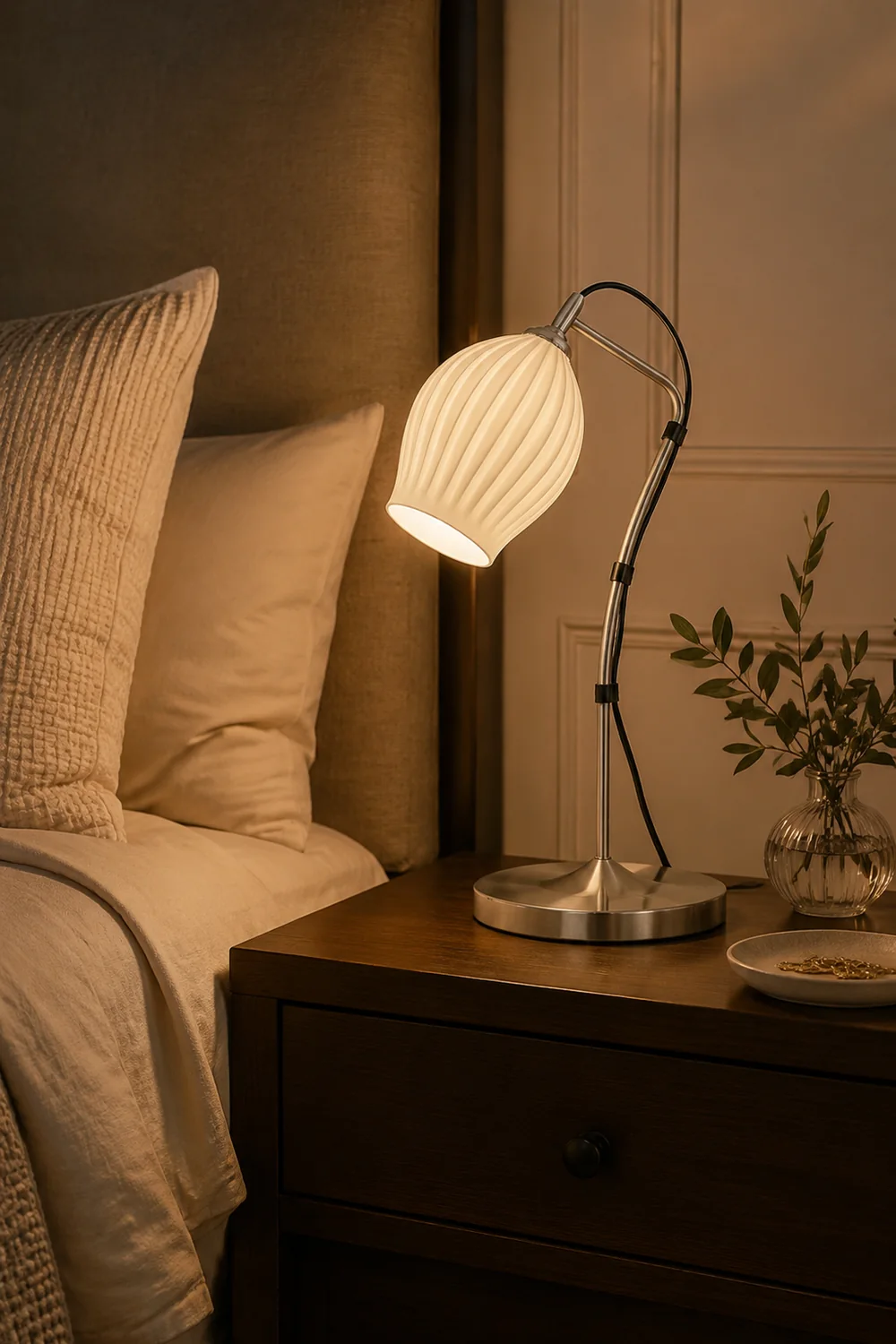Ceramic Ribbed Table Lamp - Lumpaz