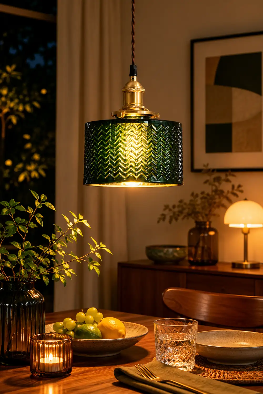 Green Glass Pendant Lamp - Lumpaz