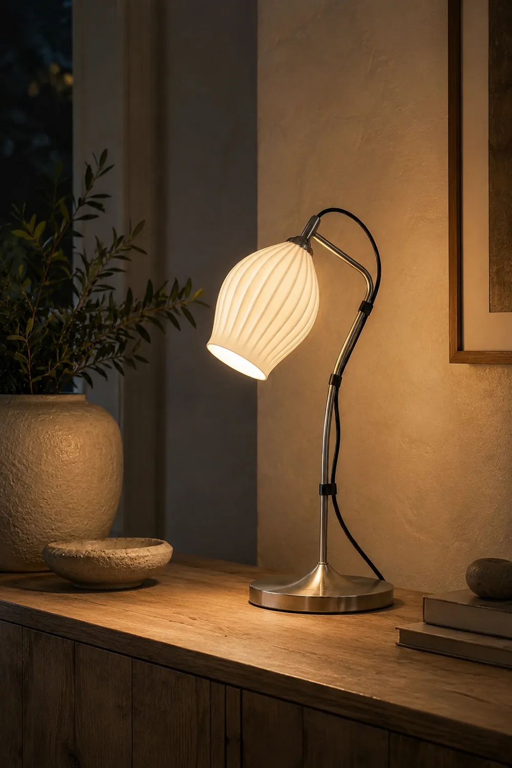 Ceramic Ribbed Table Lamp - Lumpaz
