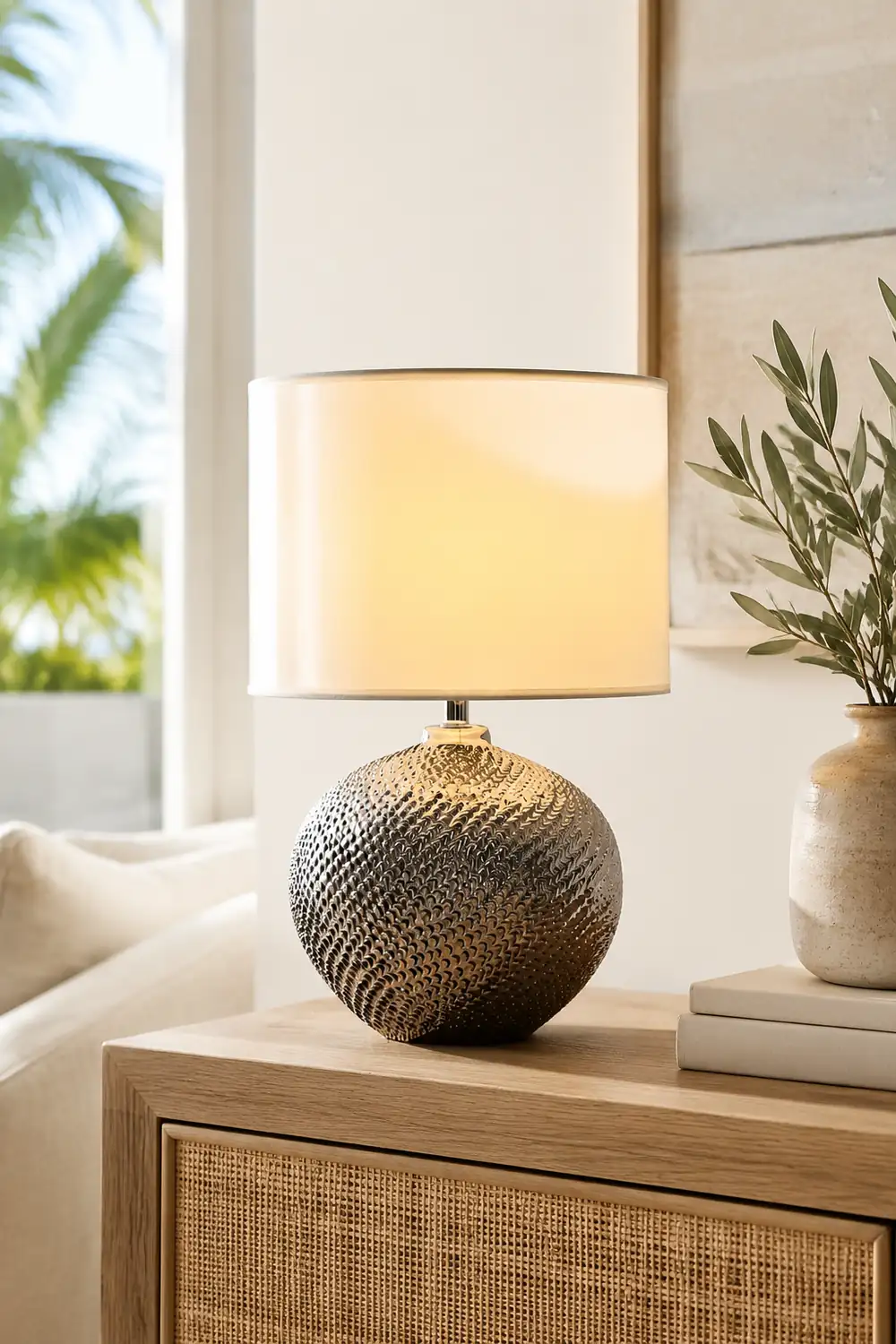 Mabel Textured Ceramic Table Lamp - Lumpaz