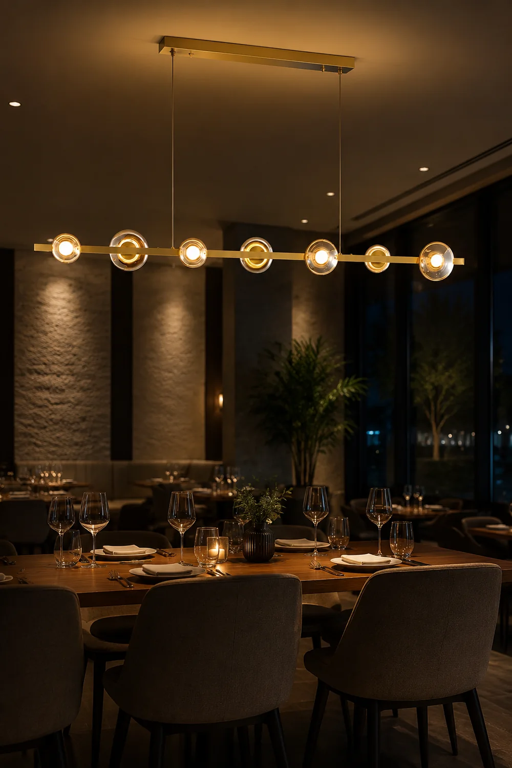 Brass Bar Glass Chandelier - Lumpaz