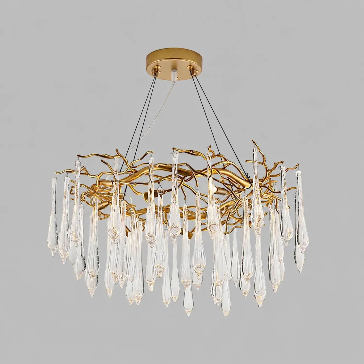 Teardrop Round Crystal Chandelier - Lumpaz