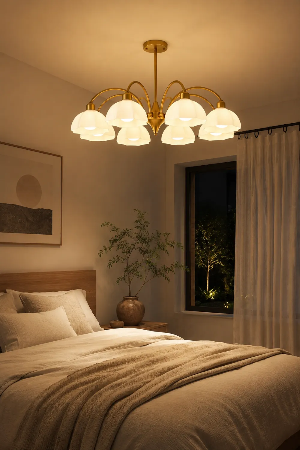 Frosted Glass Bell Chandelier - Lumpaz