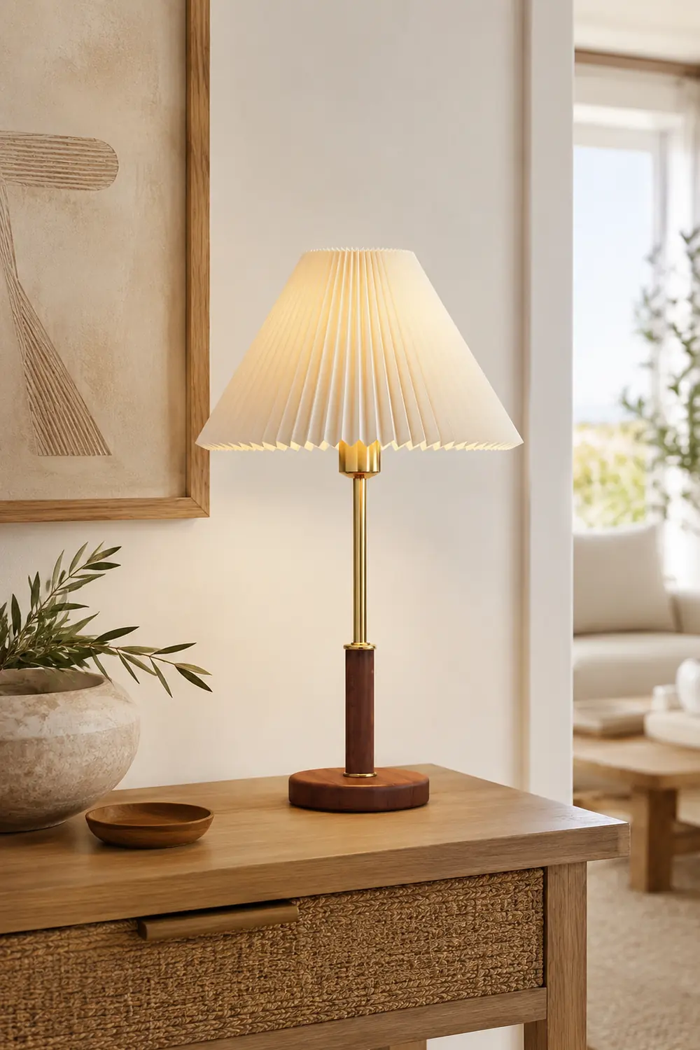 Pleated Wooden Table Lamp - Lumpaz