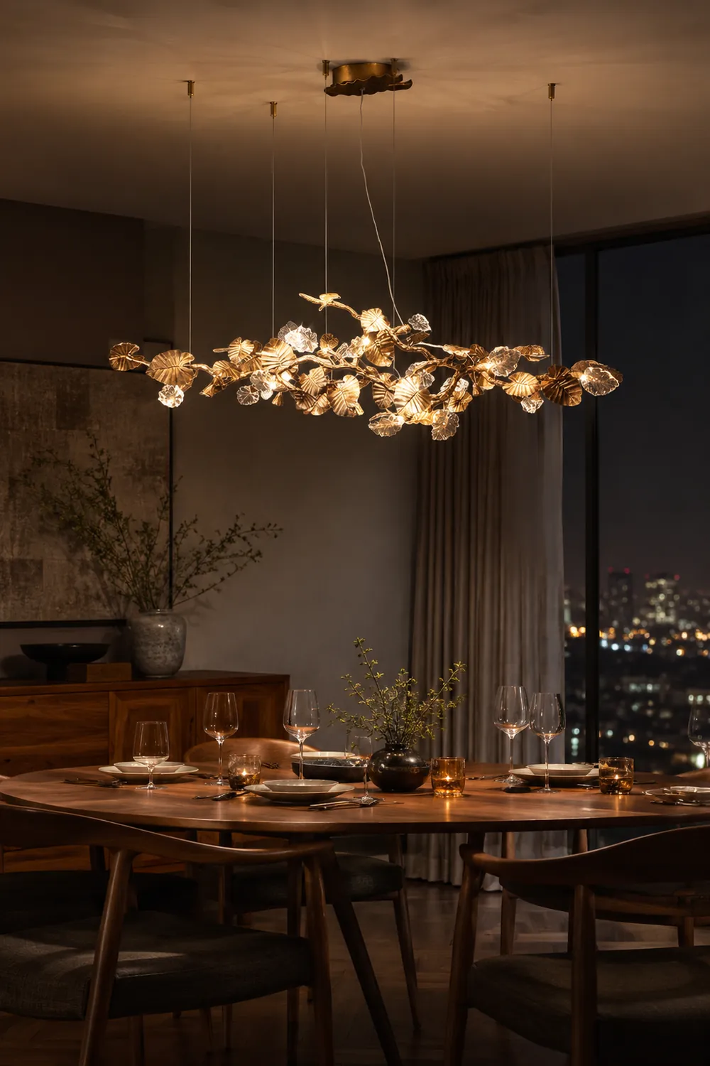 Brass Leaf Chandelier - Lumpaz