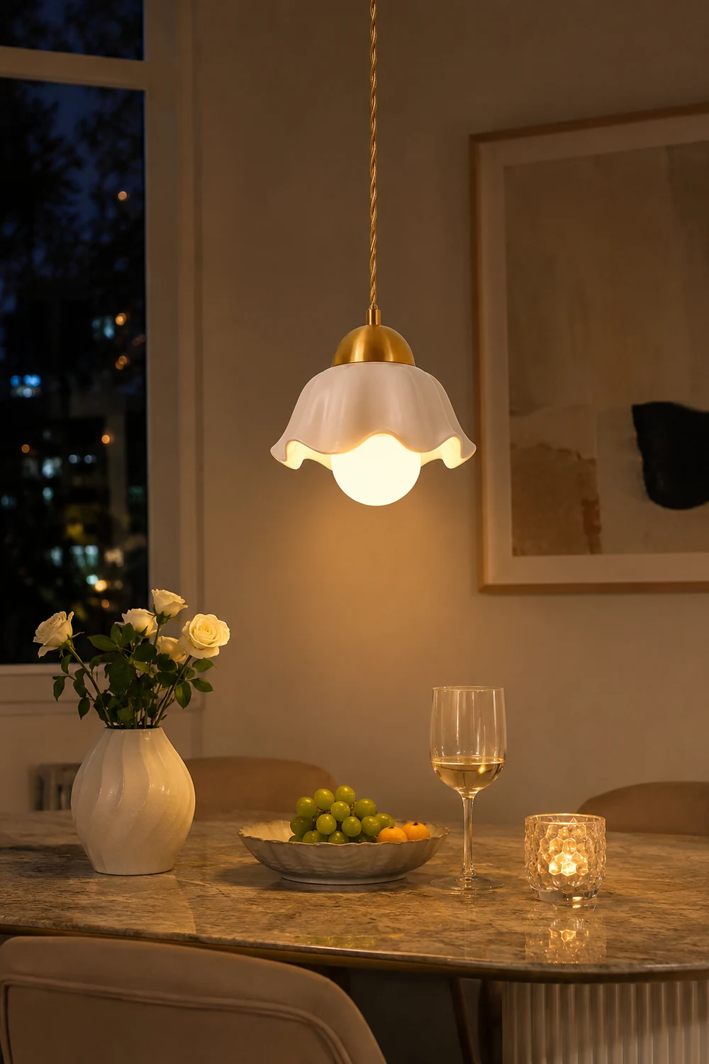 Ceramics Floral Pendant Light - Lumpaz