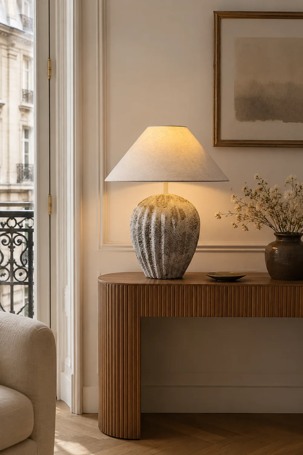 Fluted Ceramic Table Lamp - Lumpaz