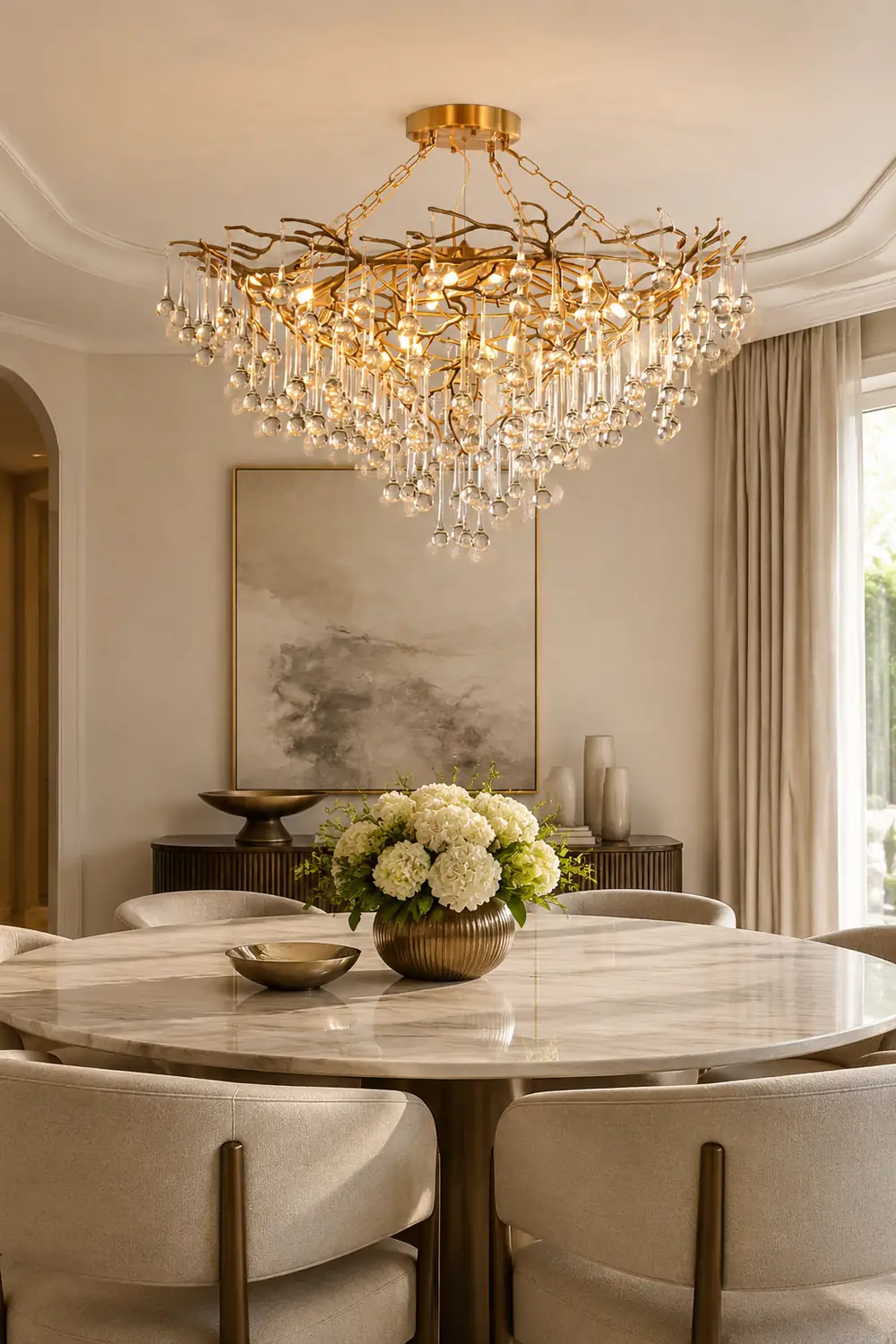 Anita Brass Leaf Chandelier - Lumpaz