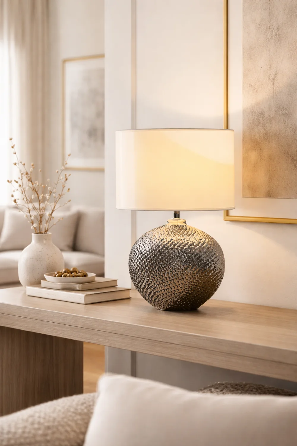 Mabel Textured Ceramic Table Lamp - Lumpaz