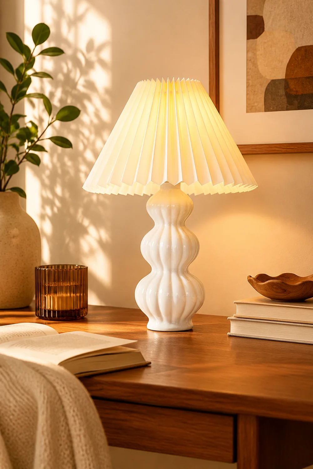 Luna Pleated Table Lamp - Lumpaz