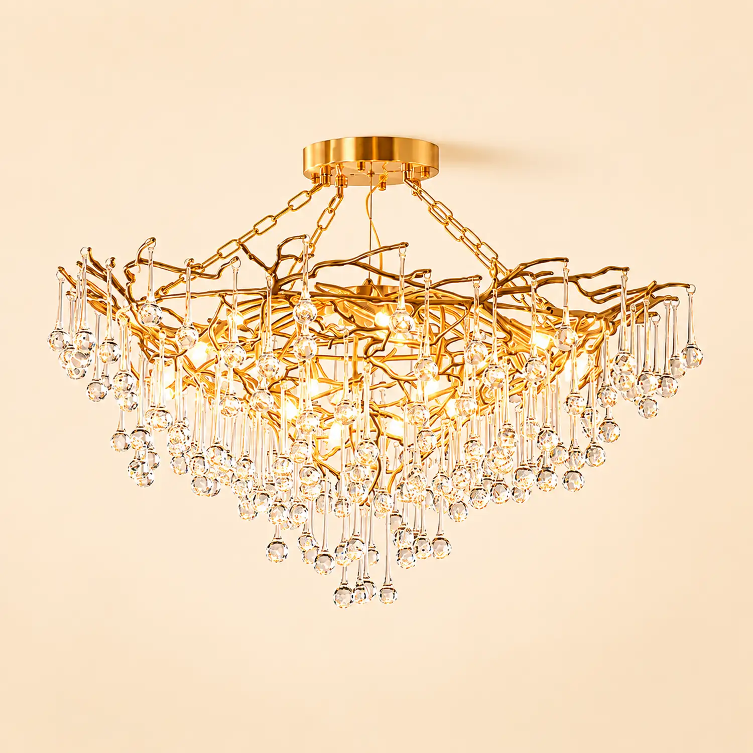 Anita Brass Leaf Chandelier - Lumpaz