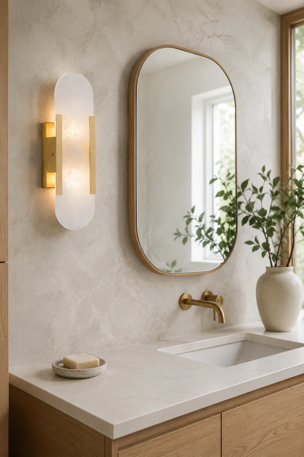 Geometric Harmony Alabaster Wall Lamp - Lumpaz