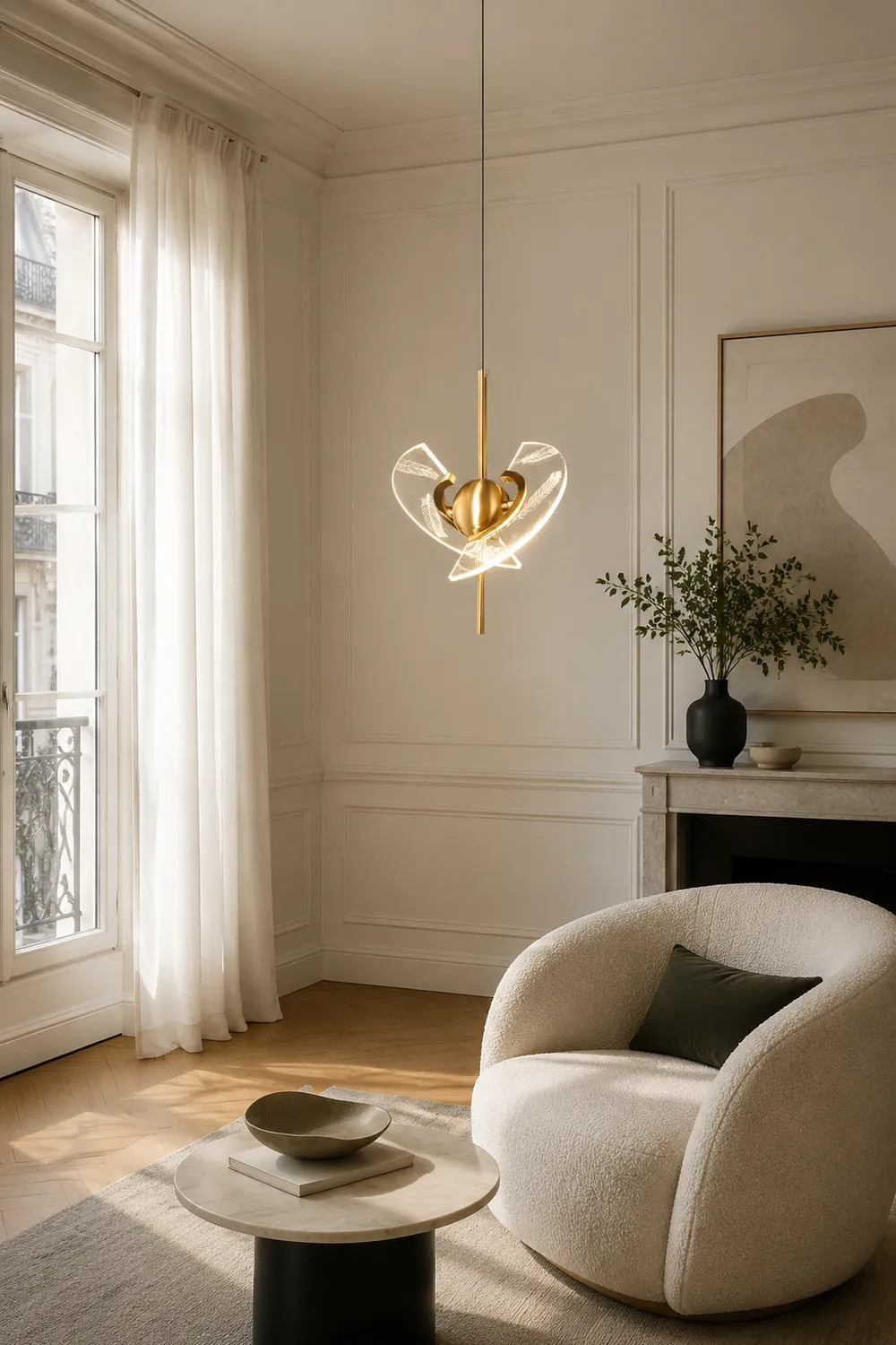Brass Feather Pendant Lamp - Lumpaz