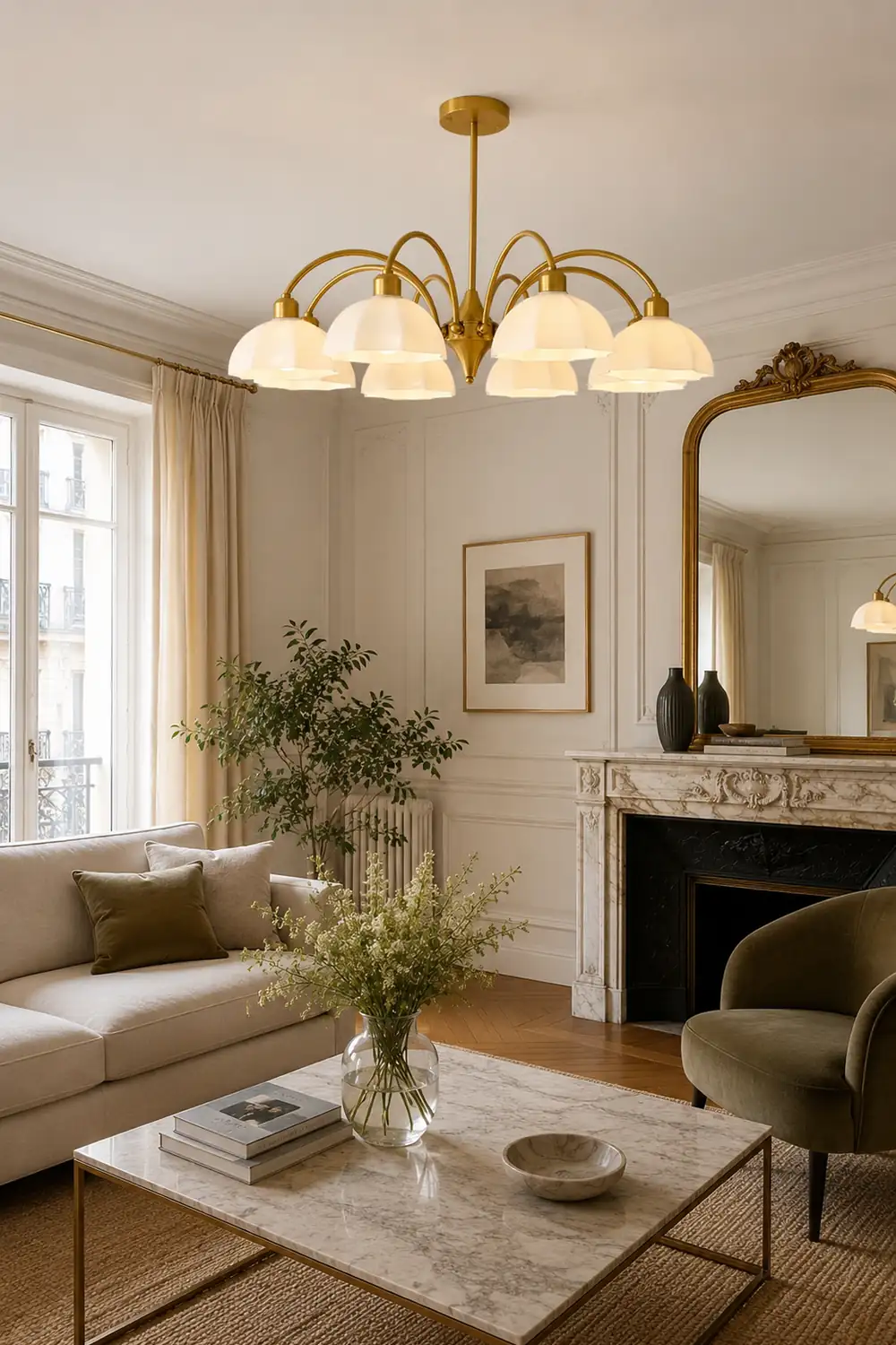 Frosted Glass Bell Chandelier - Lumpaz