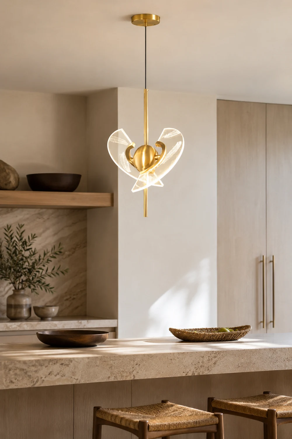 Brass Feather Pendant Lamp - Lumpaz