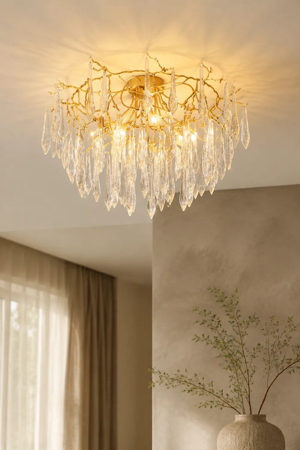 Teardrop Round Crystal Ceiling Lamp - Lumpaz