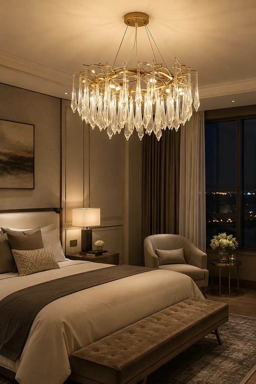 Teardrop Round Crystal Chandelier - Lumpaz