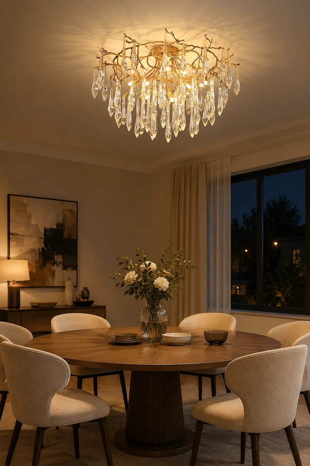 Teardrop Round Crystal Ceiling Lamp - Lumpaz