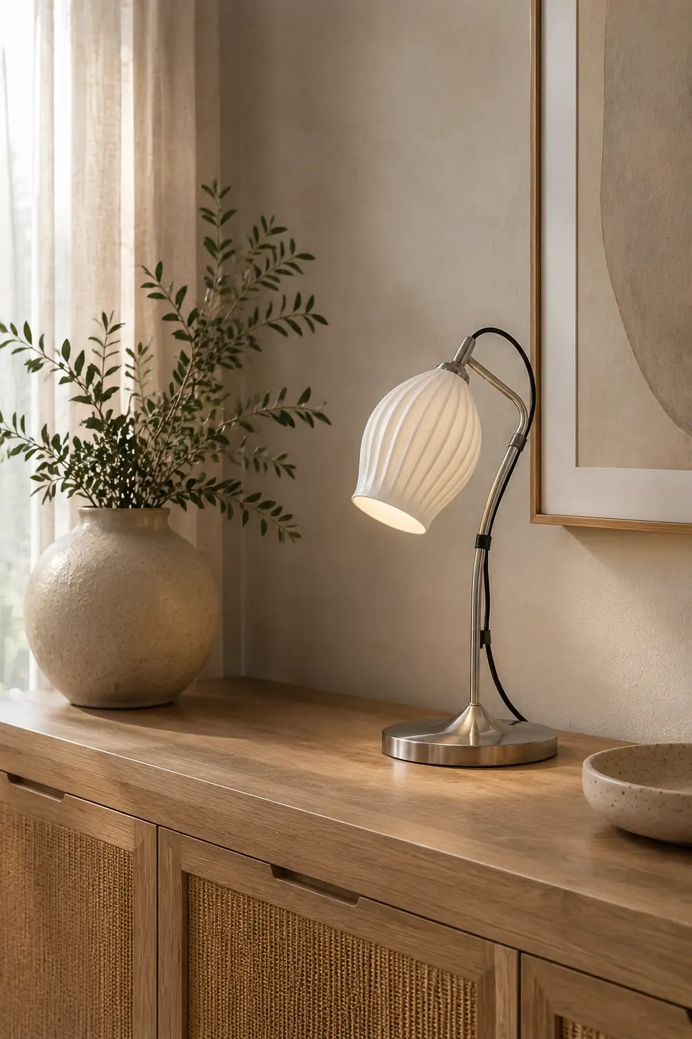 Ceramic Ribbed Table Lamp - Lumpaz