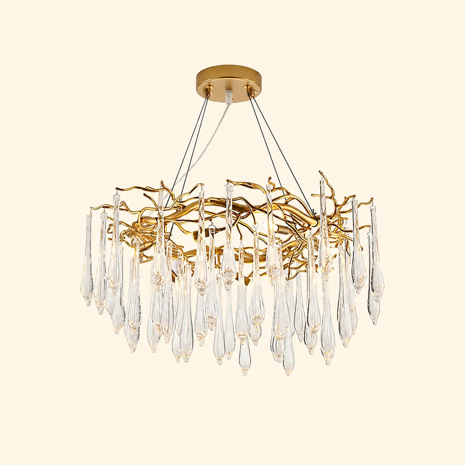 Teardrop Round Crystal Chandelier - Lumpaz