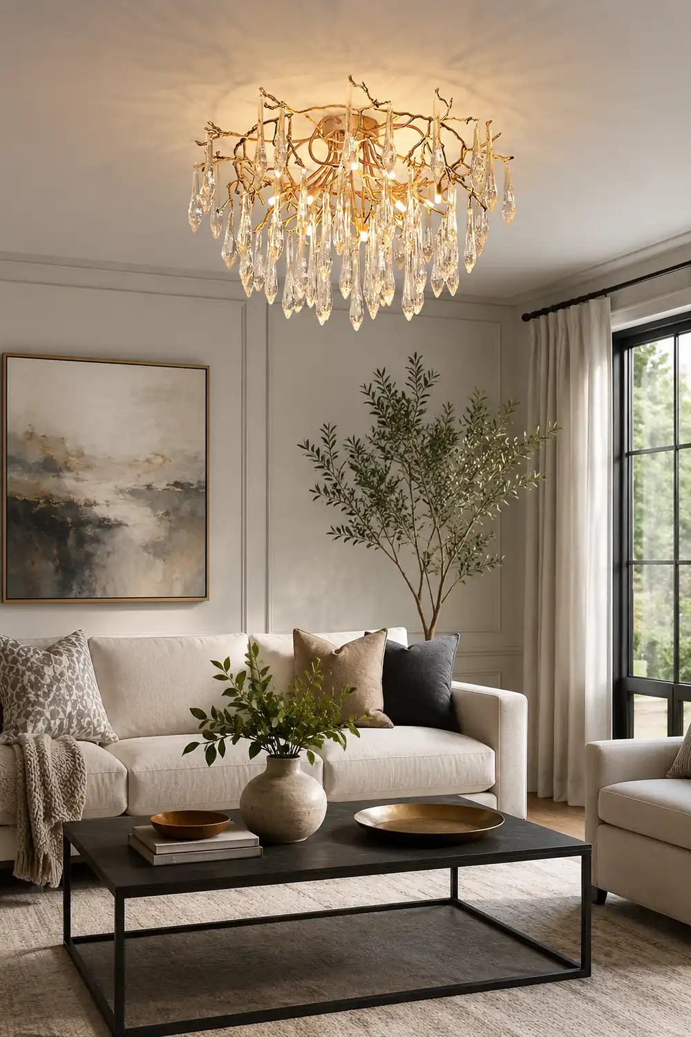 Teardrop Round Crystal Ceiling Lamp - Lumpaz