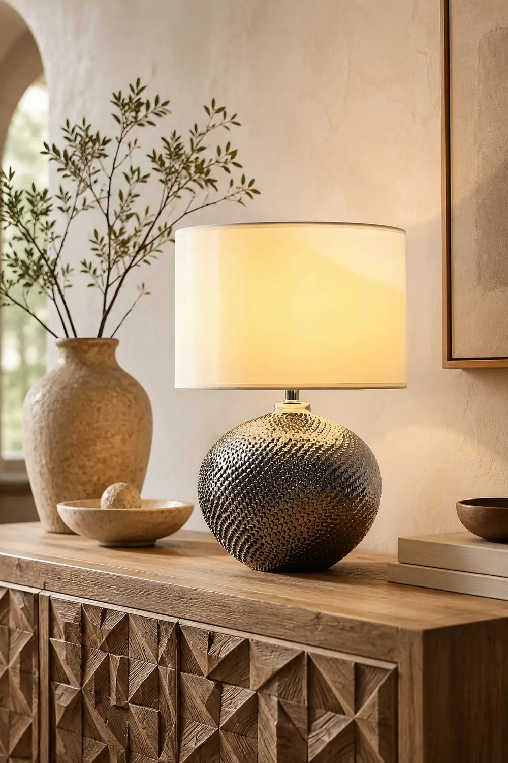 Mabel Textured Ceramic Table Lamp - Lumpaz