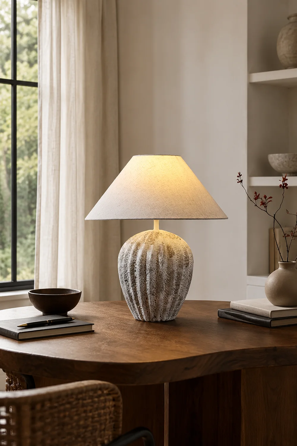 Fluted Ceramic Table Lamp - Lumpaz