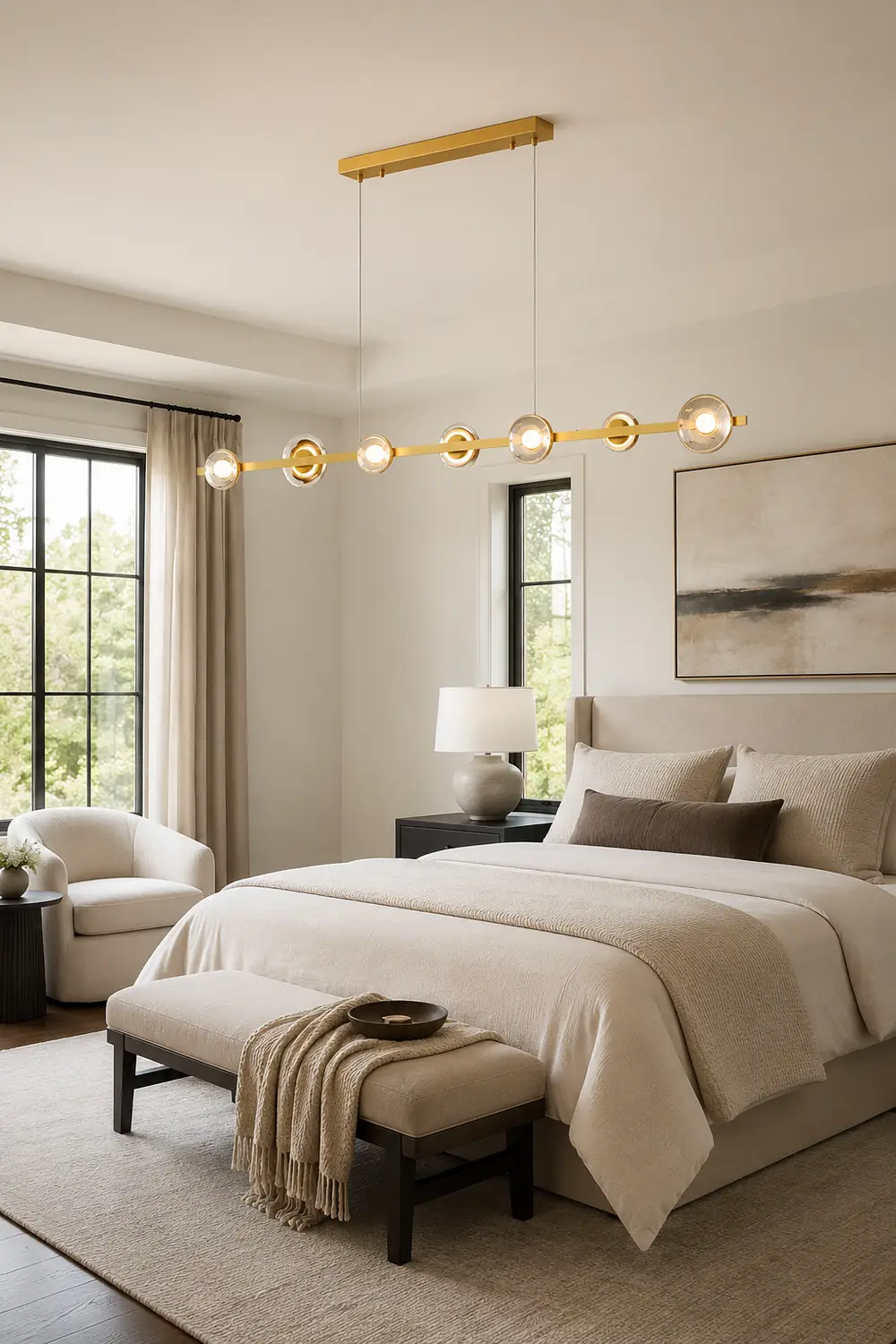 Brass Bar Glass Chandelier - Lumpaz