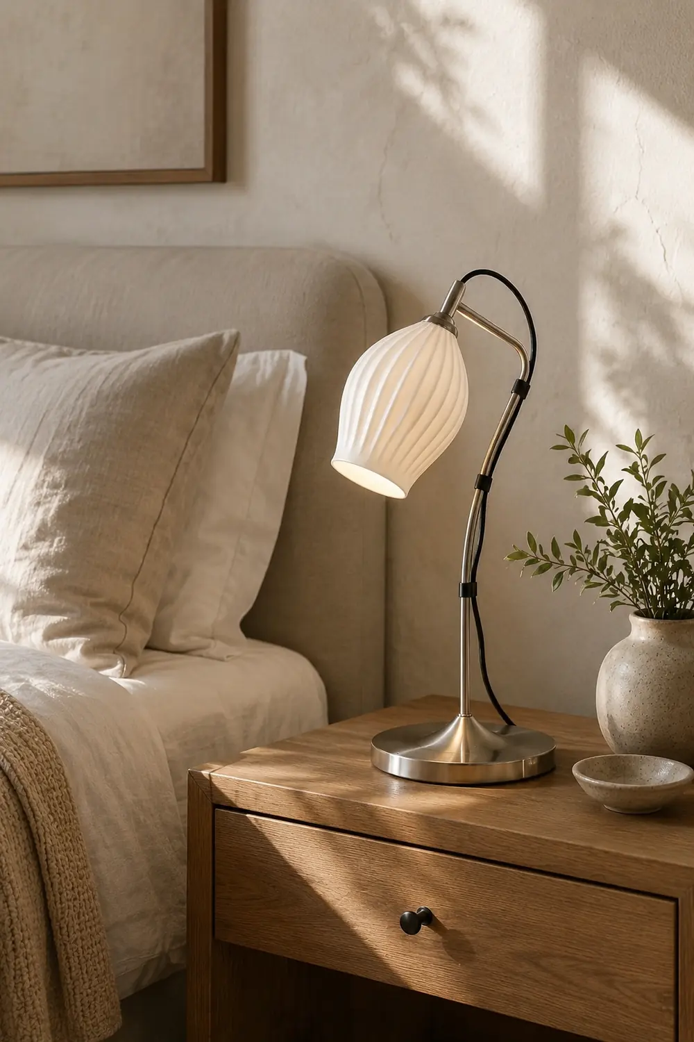 Ceramic Ribbed Table Lamp - Lumpaz