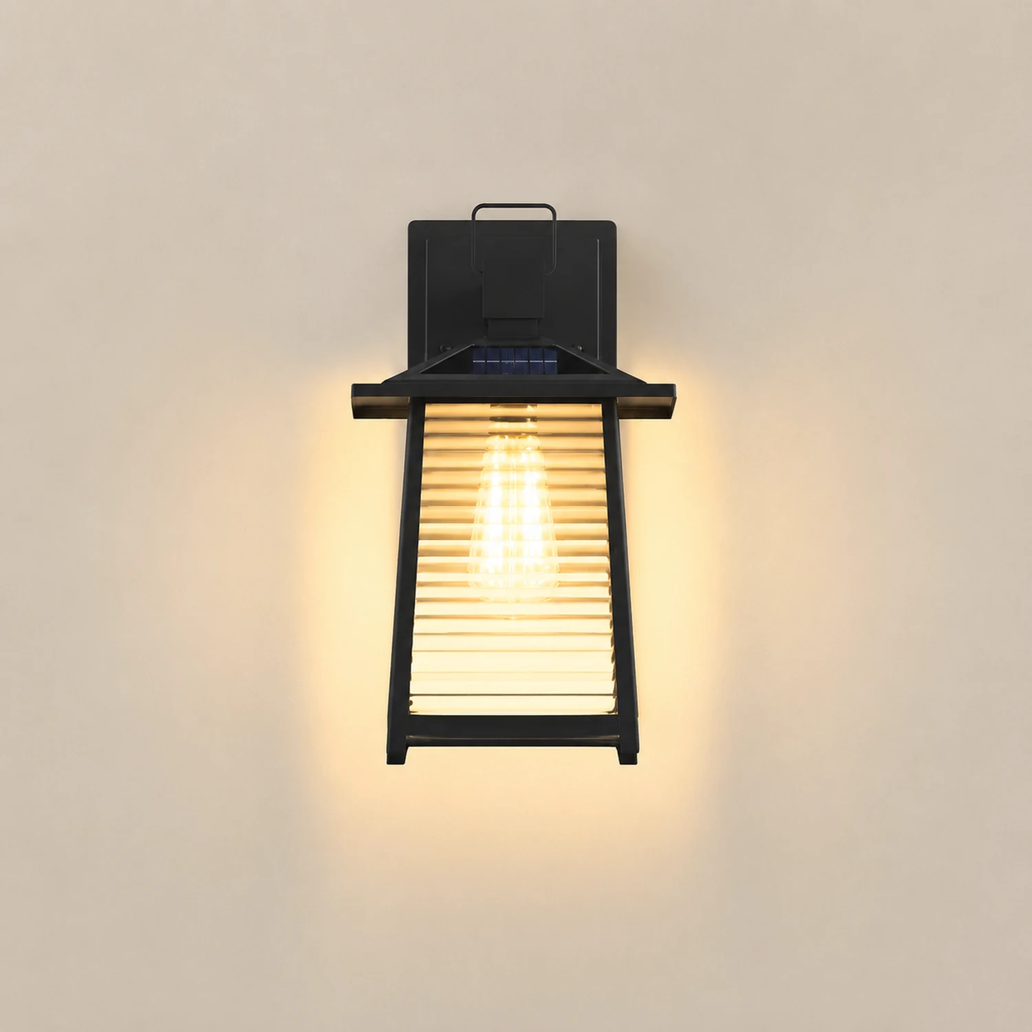 Waterproof Thickened Glass Black Retro Solar Outdoor Wall Lights - Lumpaz