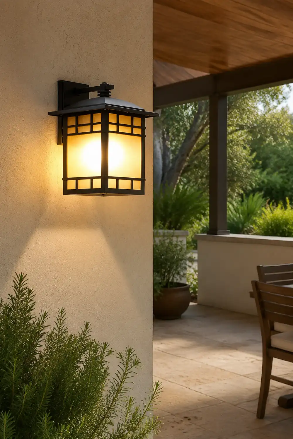 Square Retro Waterproof Yellow Glass Shade Vintage Outdoor Wall Lights - Lumpaz