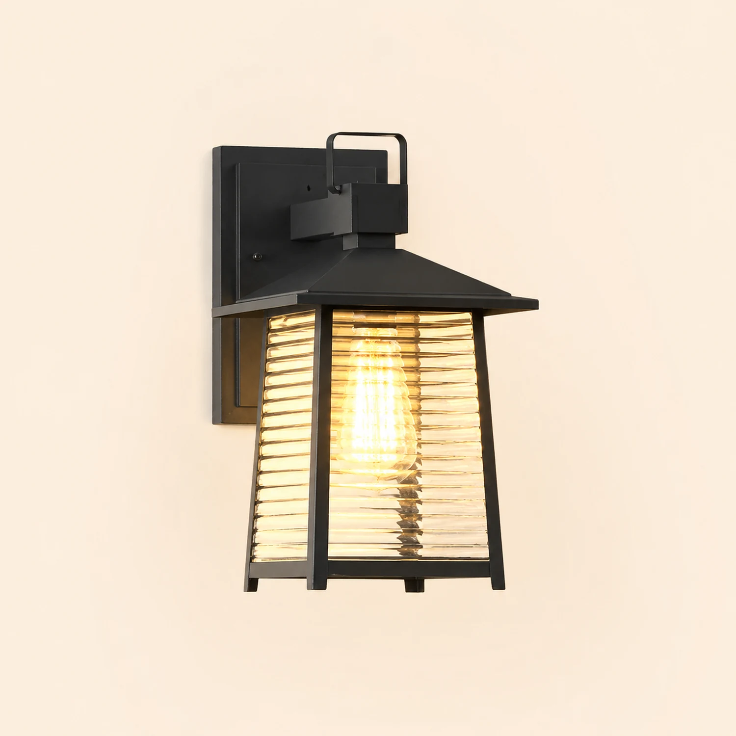 Waterproof Thickened Glass Black Retro Solar Outdoor Wall Lights - Lumpaz