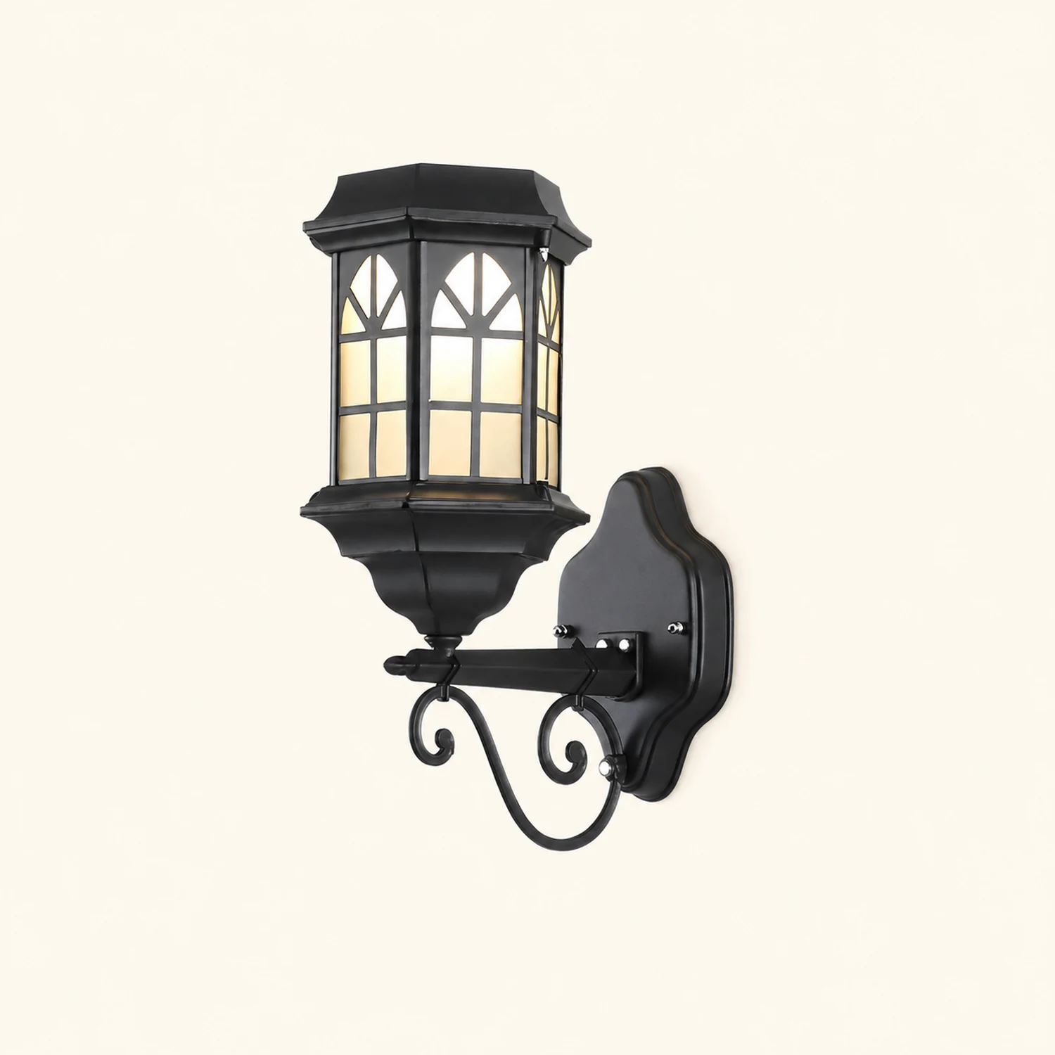 Retro Waterproof Dimmable LED Solar Wall Lamp with Remote Exterior Lights - Lumpaz