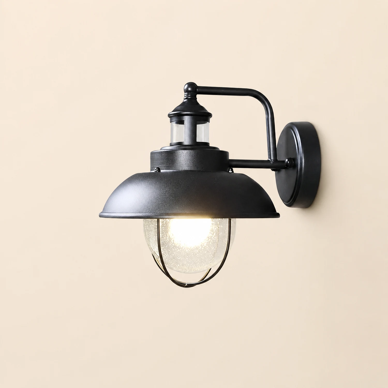 Antique Round Iron Bubbles Glass American Style Outdoor Wall Lights - Lumpaz