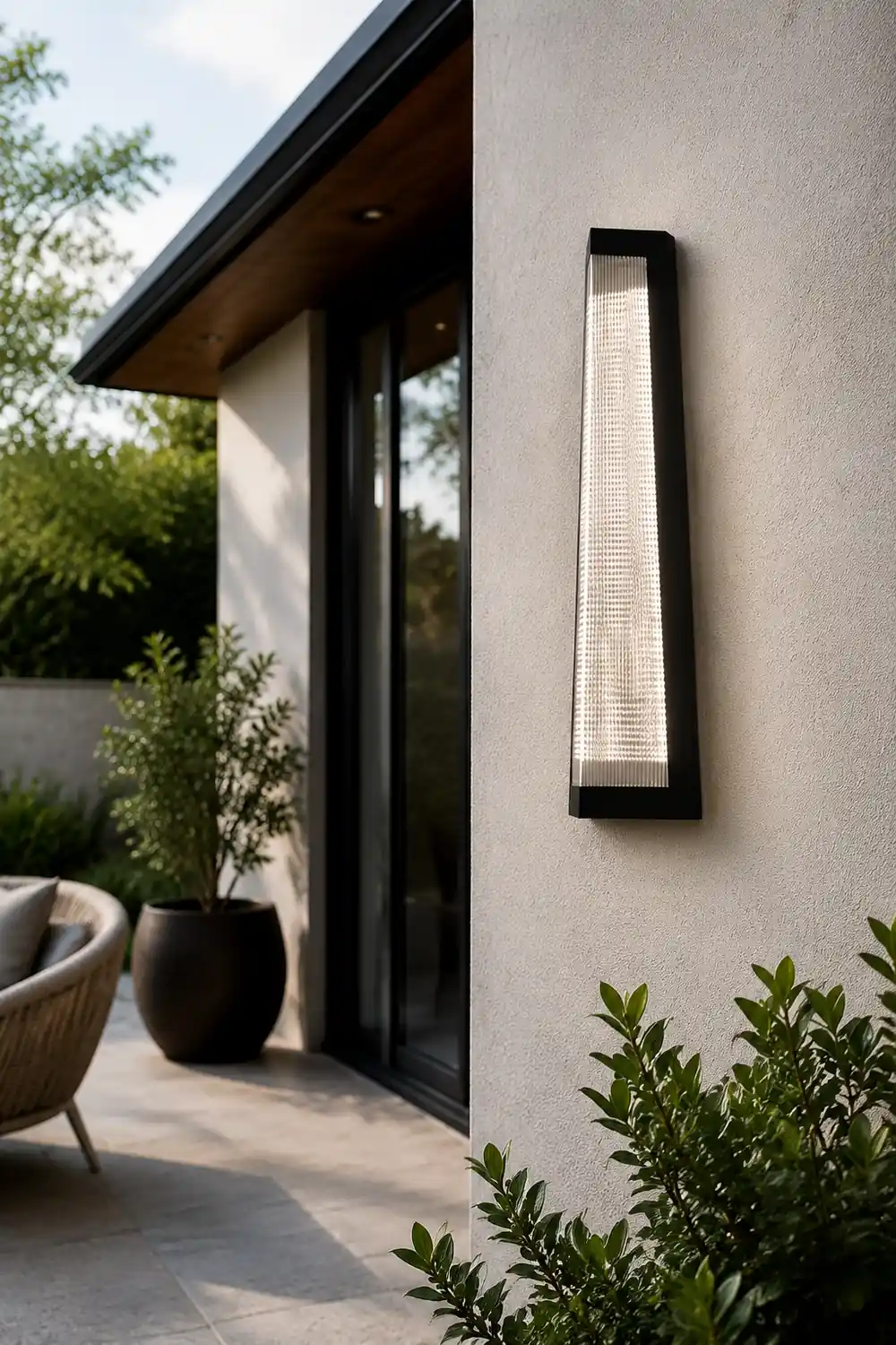 Striped Acrylic Waterproof LED Black Modern Outdoor Wall Lights Fixture - Lumpaz