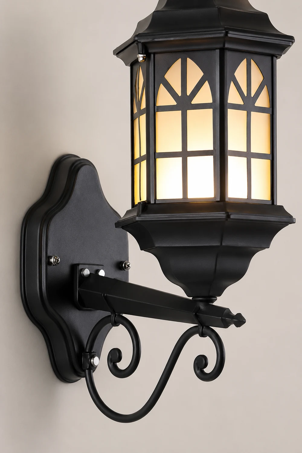 Retro Waterproof Dimmable LED Solar Wall Lamp with Remote Exterior Lights - Lumpaz