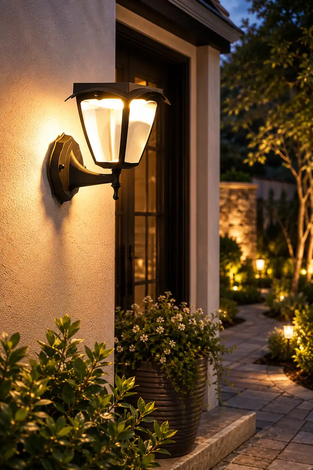 Square Dimmable LED Intelligent Black Modern Solar Outdoor Wall Lights - Lumpaz