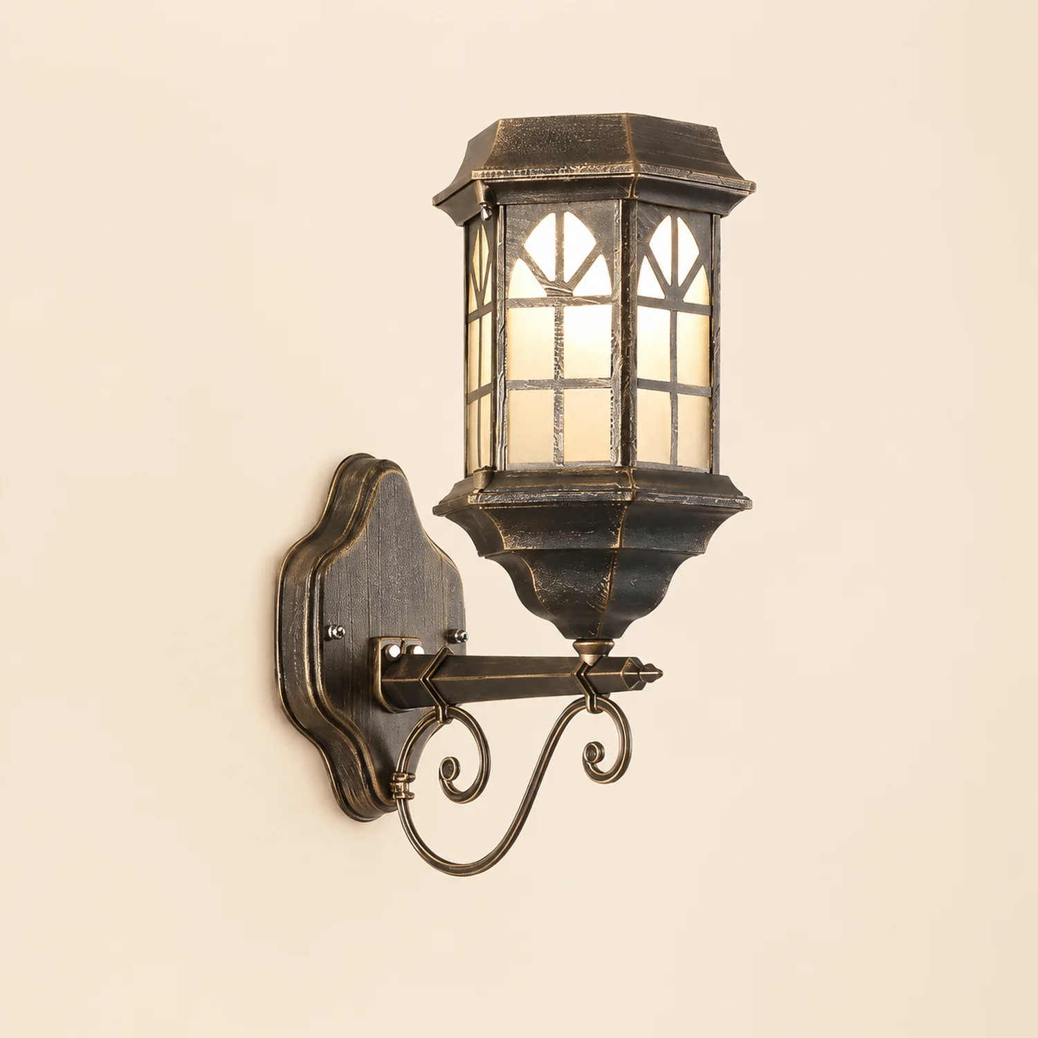 Retro Waterproof Dimmable LED Solar Wall Lamp with Remote Exterior Lights - Lumpaz