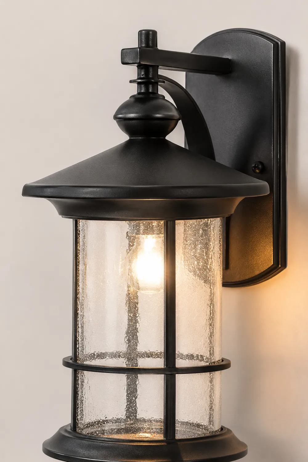 Retro Aluminum Glass LED Waterproof Black American Garden Wall Lamp - Lumpaz
