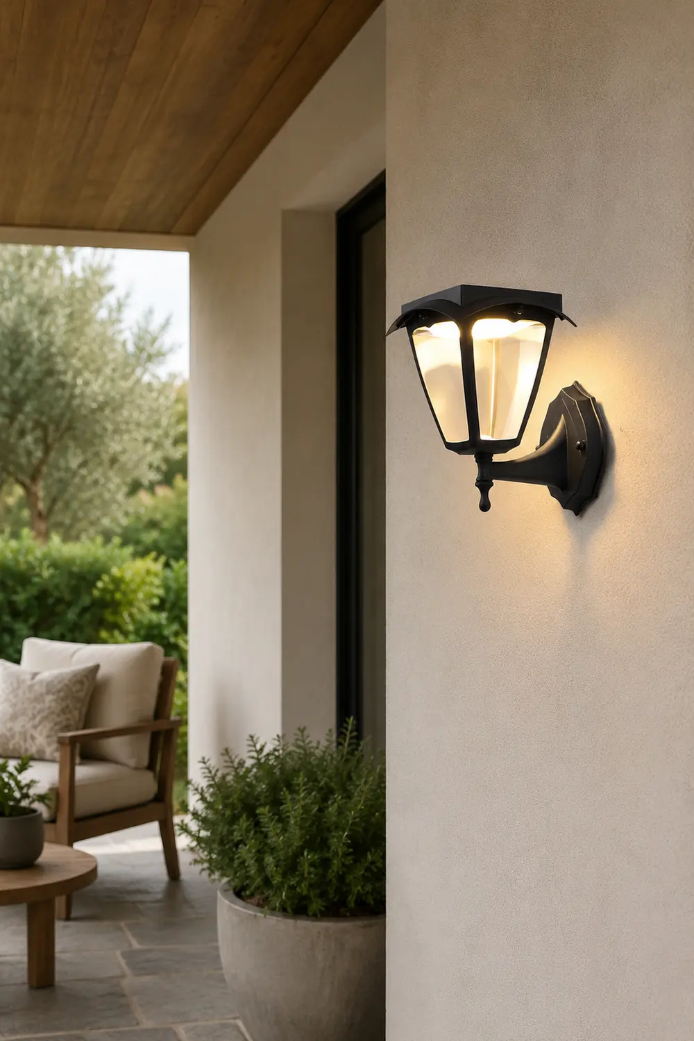 Square Dimmable LED Intelligent Black Modern Solar Outdoor Wall Lights - Lumpaz