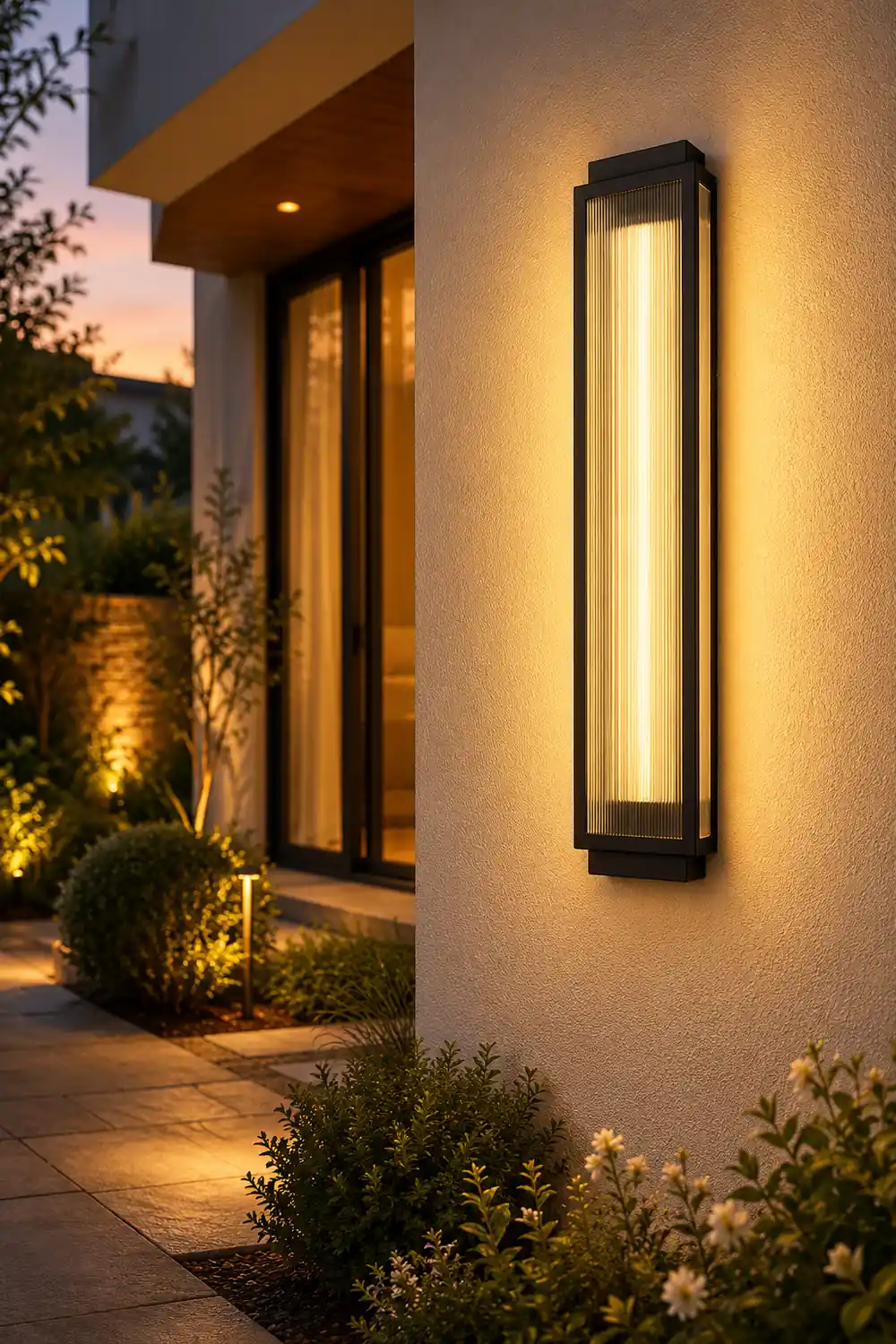 Rectangular Strip Waterproof LED Black Modern Outdoor Wall Lights - Lumpaz