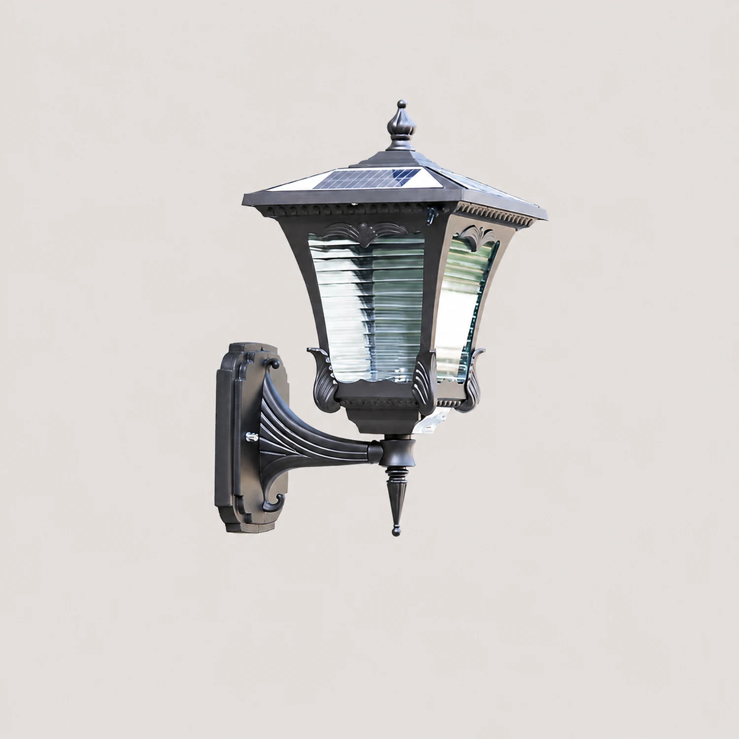 Vintage Striped Glass LED Waterproof Black Retro Solar Wall Lights - Lumpaz