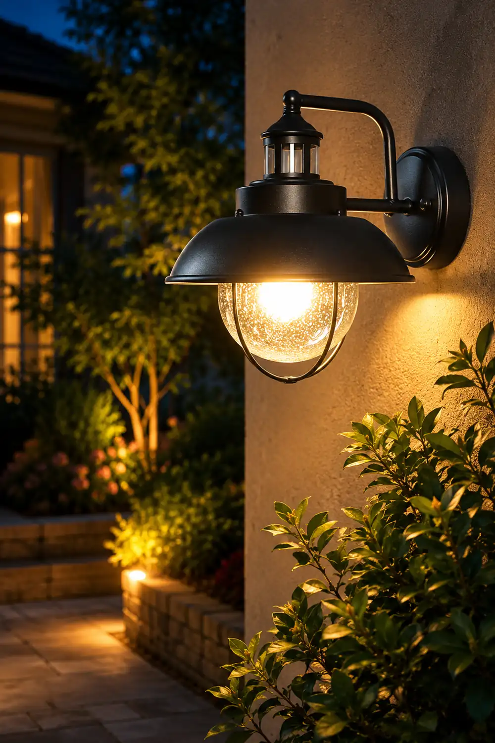 Antique Round Iron Bubbles Glass American Style Outdoor Wall Lights - Lumpaz