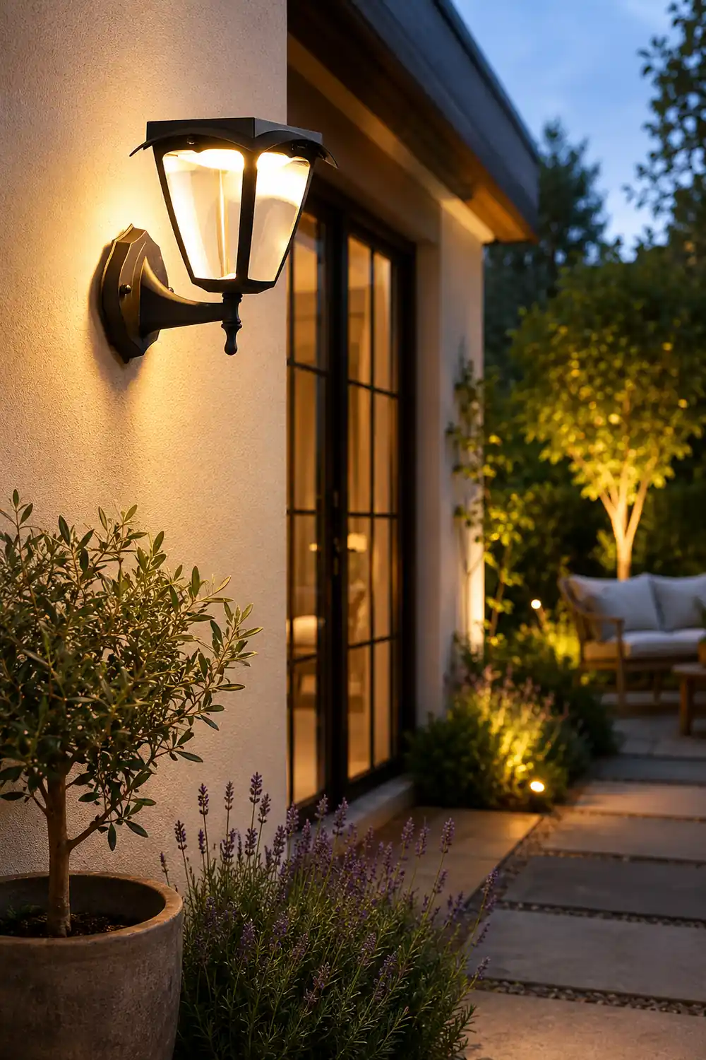Square Dimmable LED Intelligent Black Modern Solar Outdoor Wall Lights - Lumpaz