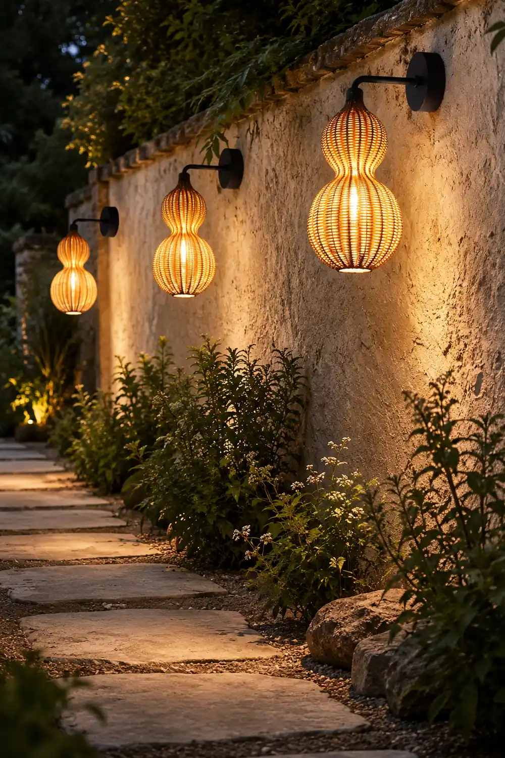 Rattan Gourd Waterproof Retro Outdoor Chandelier Porch Lights Wall Lamp - Lumpaz