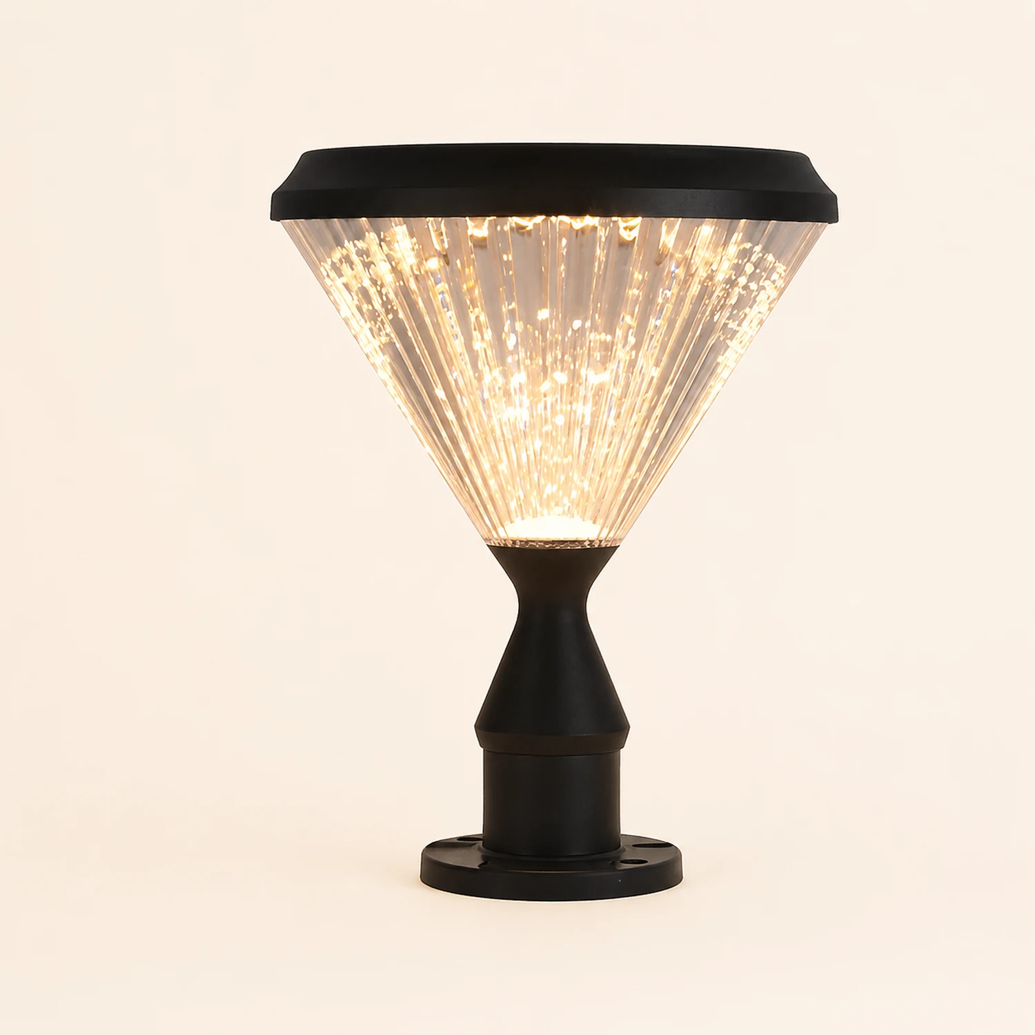 Round Waterproof Light Control LED Black Modern Solar Outdoor Lights - Lumpaz