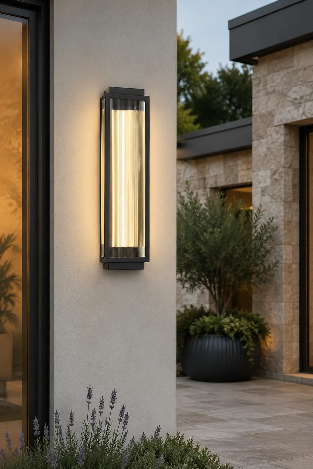 Rectangular Strip Waterproof LED Black Modern Outdoor Wall Lights - Lumpaz
