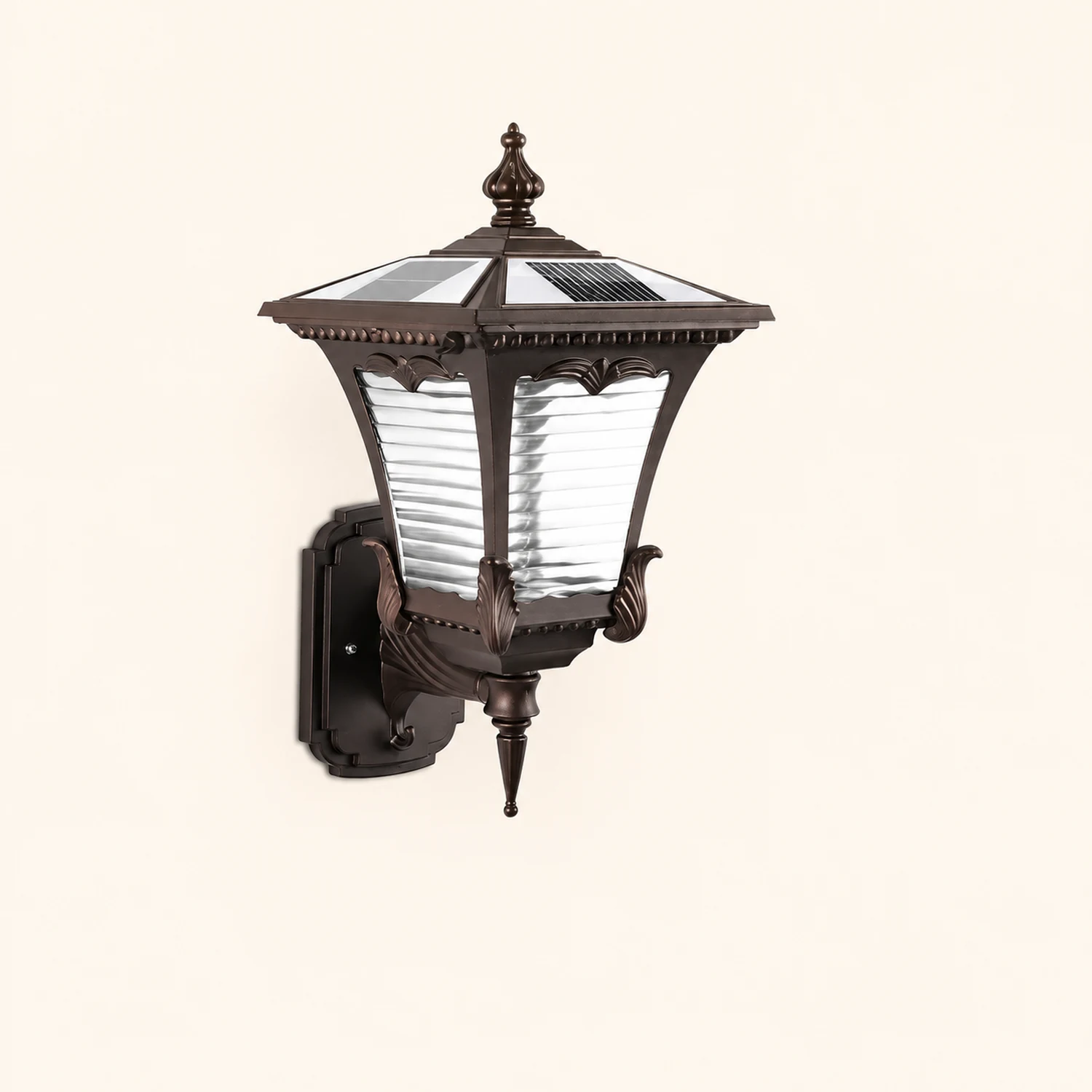 Vintage Striped Glass LED Waterproof Black Retro Solar Wall Lights - Lumpaz